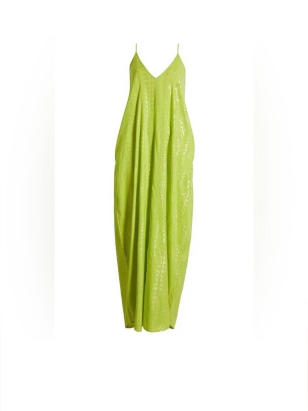 “ELAN”, Green Textured V Neck
Spaghetti Strap Maxi Dress, Small
